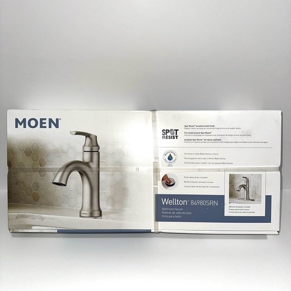 SOLD! MOEN Wellton Brushed Nickel One Handle Bathroom Faucet (Sealed in box) - Picture 3 of 10